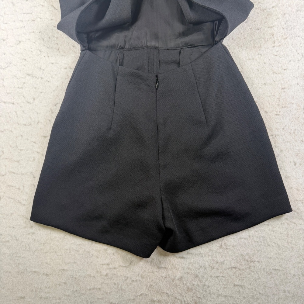 Wilfred Aritzia Black V-Neck Tie Back Romper Sleeveless Crepe Shorts 0 59665 - Picture 3 of 8